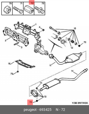Гайка, выпускной коллектор 6934.25 CITROEN PEUGEOT