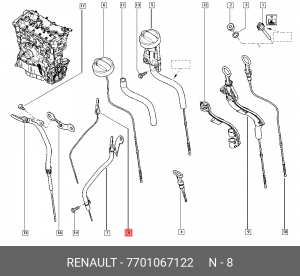 Щуп маслоизмерительный ДВС 7701067122 RENAULT