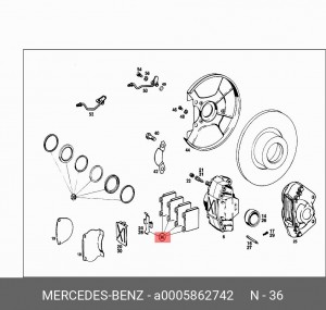 Колодки тормозные дисковые A 000 586 27 42 MERCEDES BENZ