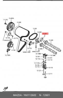 Уплотняющее кольцо, распределительный вал Y60112602 MAZDA