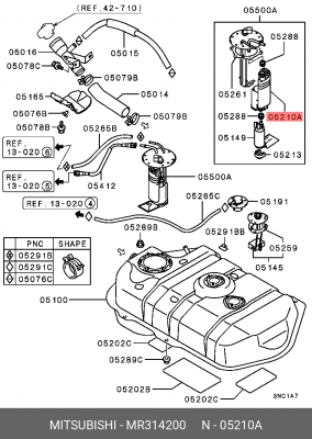 Крепление топливного бака MR314200 MITSUBISHI