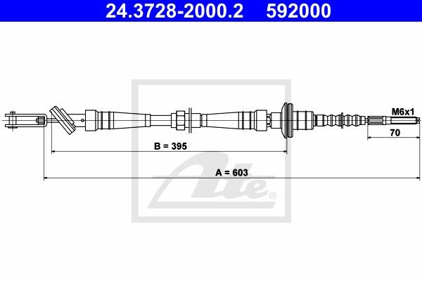 Трос, управление сцеплением 24.3728-2000.2 ATE