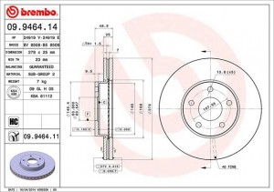 Тормозной диск 09.9464.11 BREMBO