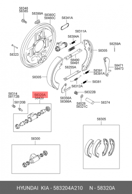 Колесный тормозной цилиндр 583204A210 HYUNDAI KIA