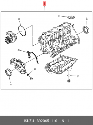 Комплект прокладок, блок-картер двигателя 8-92065-111-0 ISUZU