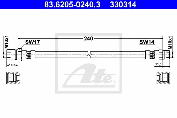 Тормозной шланг 83.6205-0240.3 ATE