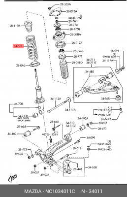 Пружина ходовой части NC10-34-011C MAZDA
