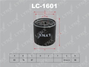 Фильтр масляный двигателя LC-1601 LYNXAUTO