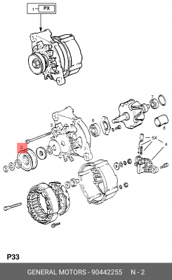 Ременный шкив, генератор 90442255 GENERAL MOTORS