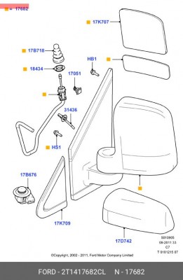 Зеркало заднего вида 2T14-17682-CL FORD