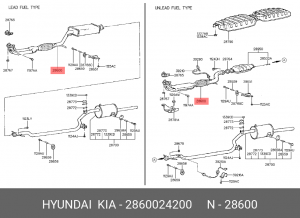 Предглушитель выхлопных газов 2860024200 HYUNDAI KIA