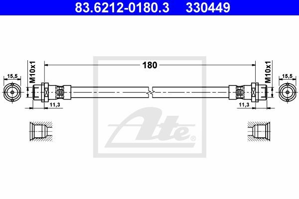 Тормозной шланг 83.6212-0180.3 ATE