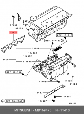 Прокладка, впускной коллектор MD169475 MITSUBISHI