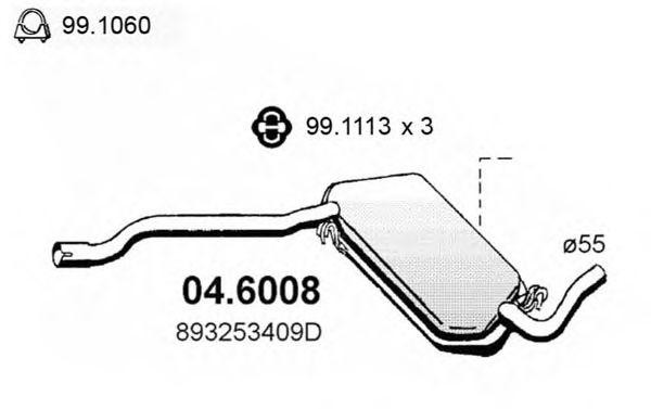 Средний глушитель выхлопных газов 046008 ASSO
