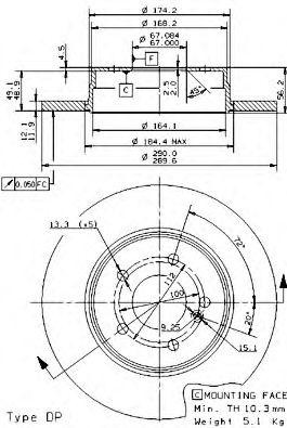 Тормозной диск 08.9175.10 BREMBO