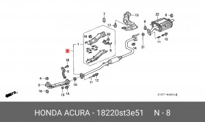 Средний глушитель выхлопных газов 18220ST3E51 HONDA
