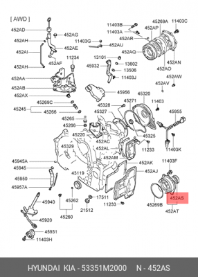 Уплотняющее кольцо, дифференциал 53351M2000 HYUNDAI KIA