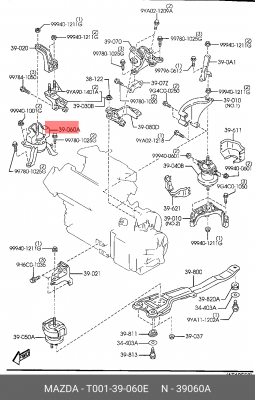 Подушка двигателя T001-39-060E MAZDA