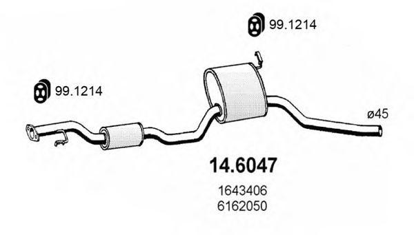 Средний глушитель выхлопных газов 146047 ASSO