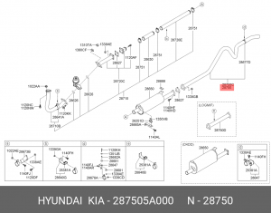 Вставка ремонтная трубы глушителя 287505A000 HYUNDAI KIA