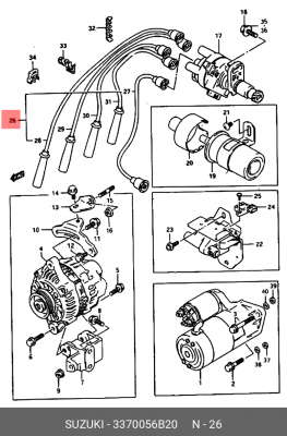 Ккомплект проводов зажигания 33700-56B20 SUZUKI
