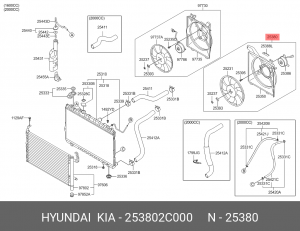 Вентилятор, охлаждение двигателя 253802C000 HYUNDAI KIA