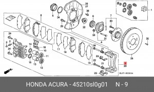 Тормозной суппорт 45210SL0G01 HONDA