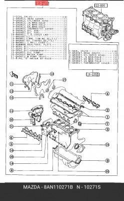 Комплект прокладок, головка цилиндра 8AN1-10-271B MAZDA