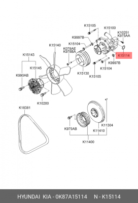 Кольцо уплотнительное 0K87A15114 HYUNDAI KIA