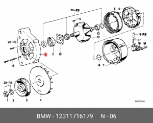 Подшипник со стороны привода, генератор 12 31 1 716 179 BMW