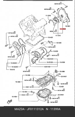 Уплотняющее кольцо, коленчатый вал JF01-11-312A MAZDA