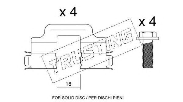 Комплектующие, колодки дискового тормоза KIT040 TRUSTING