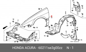 Крыло переднее 60211SE3G00ZZ HONDA