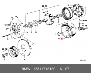 Подшипник контактного кольца, генератор 12 31 1 716 180 BMW