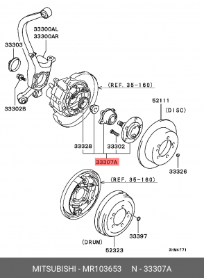 Комплект подшипника ступицы колеса MR103653 MITSUBISHI
