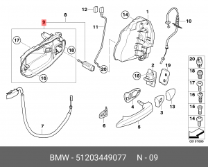 Кронштейн крепления ручки двери 51 20 3 449 077 BMW