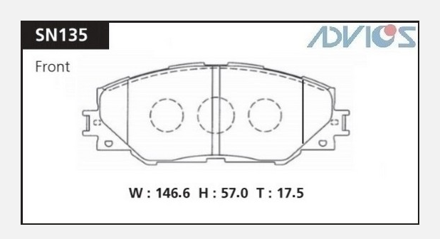 Колодки тормозные дисковые SN135 ADVICS