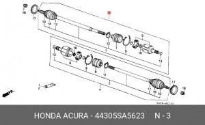 Шарнирный комплект, приводной вал 44305SA5623 HONDA