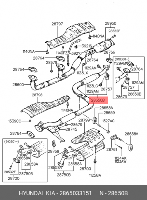 Средний глушитель выхлопных газов 2865033151 HYUNDAI KIA