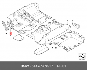 Обшивка пола кузова 51 47 6 969 517 BMW