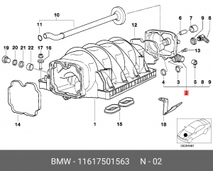 Клапан вакуумного управления, рециркуляция ОГ 11 61 7 501 563 BMW