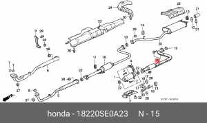 Средний глушитель выхлопных газов 18220SE0A23 HONDA