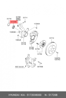Комплект подшипника ступицы колеса 5172038000 HYUNDAI KIA