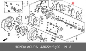 Комплект тормозных колодок, диско 43022-SR3-G00 HONDA