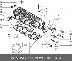 Головка цилиндра 9569111880 ALFA FIAT LANCIA