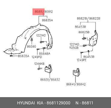 Обшивка, колесная ниша 8681129000 HYUNDAI KIA