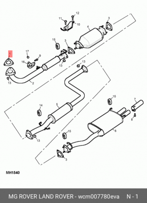 Прокладка, выпускной трубопровод WCM007780EVA MG ROVER LAND ROVER