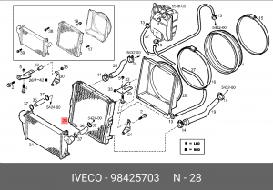 Радиатор, охлаждение двигател 98425703 IVECO