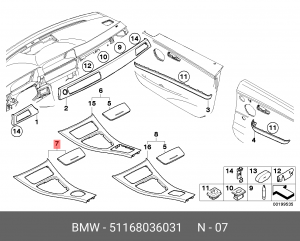 Накладка центральной консоли 51168036031 BMW
