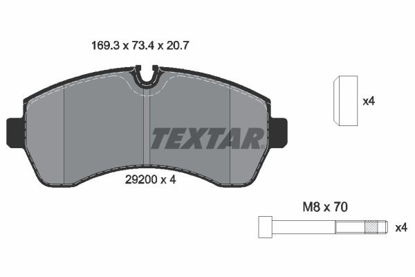 Комплект тормозных колодок, диско 2920001 TEXTAR